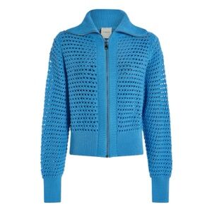 NWT Varley Eloise Zip-Through Knit Azure Blue